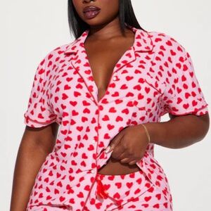 Love This Bed 3 Piece PJ Short Set - Pink/Pink